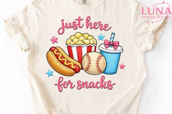 Baseball Snacks Embroidery Style PNG