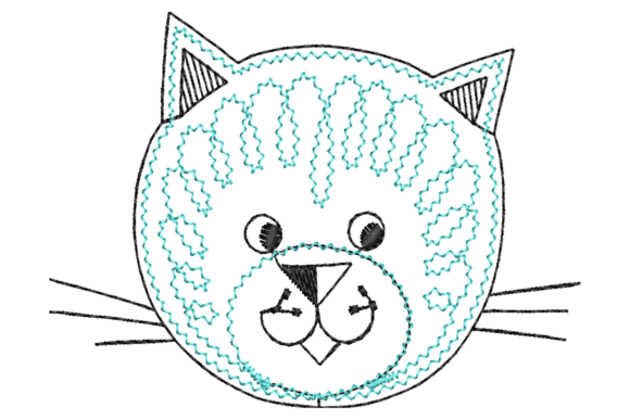 Beautiful Cat Face Embroidery Design