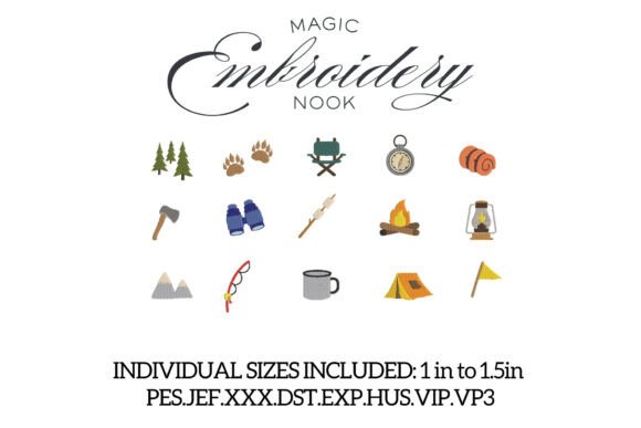 Camping Mini Embroidery X 18 Designs