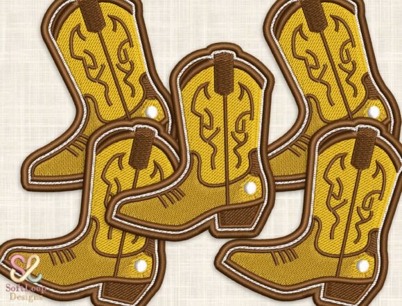 Cowboy Boot Embroidery Patch Design