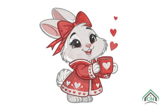 Cute Bunny Heart Embroidery Design