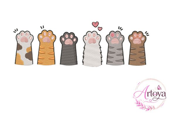 Cute Cat Paw Embroidery Design