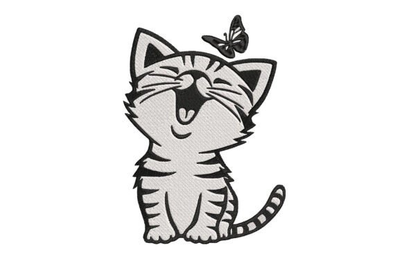 Cute Kitten Embroidery Design