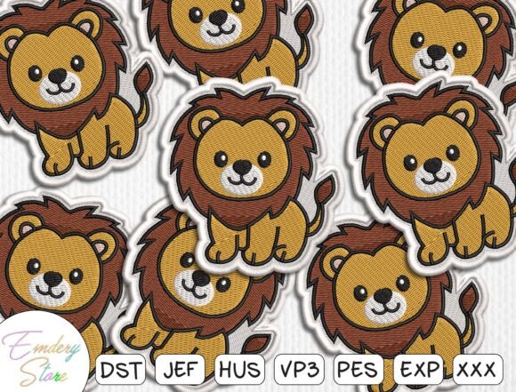 Cute Lion Patches Embroidery Design