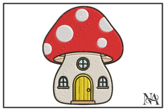 Cute Mushroom Fairy House Embroidery