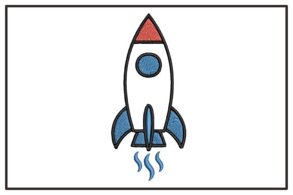 Cute Rocket Ship Embroidery Design