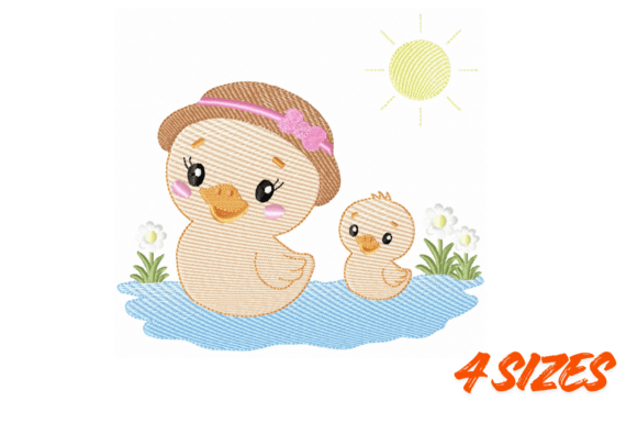 Duck Mom Baby Embroidery Design Set