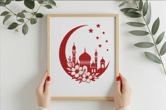 Eid Mubarak Embroidery Design Moon