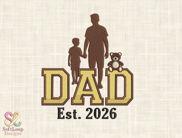 Father and Son Embroidery Design