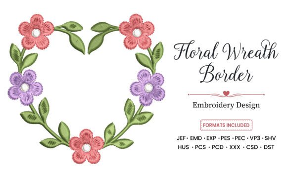 Floral Wreath Border Embroidery Design