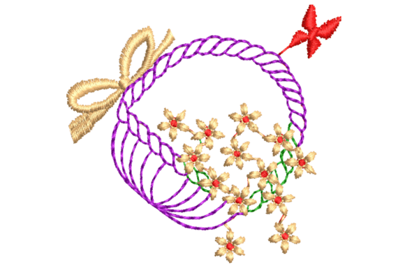 Flower Basket Embroidery Design