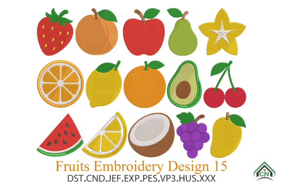 Fruits Embroidery Icon Designs