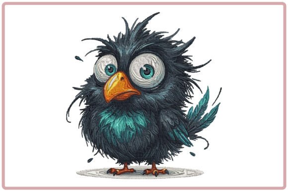 Funny Quirky Bird Embroidery Design