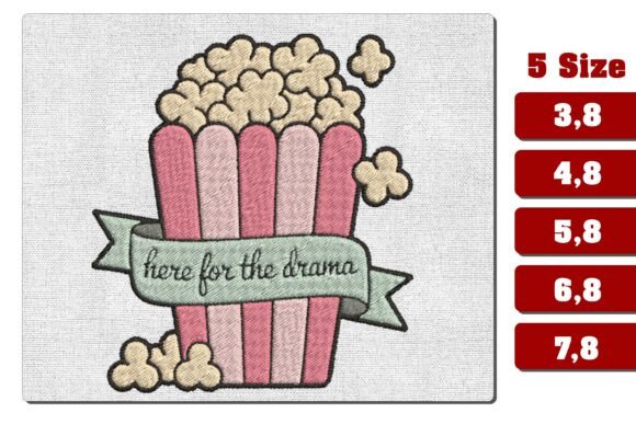 Here for the Drama Popcorn Embroidery