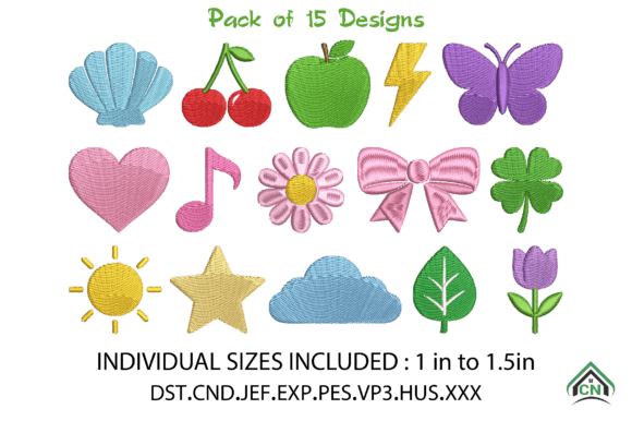 Min Cute Shapes Embroidery Bundle