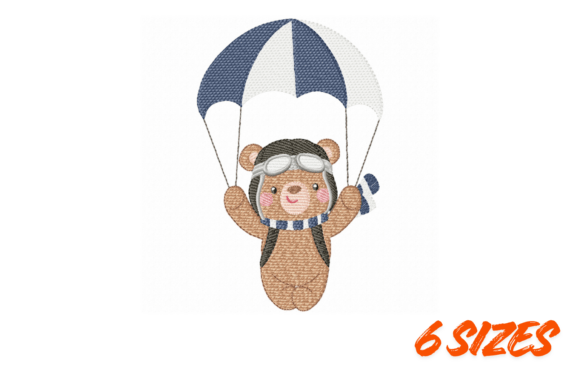 Parachute Bear Embroidery Design Art