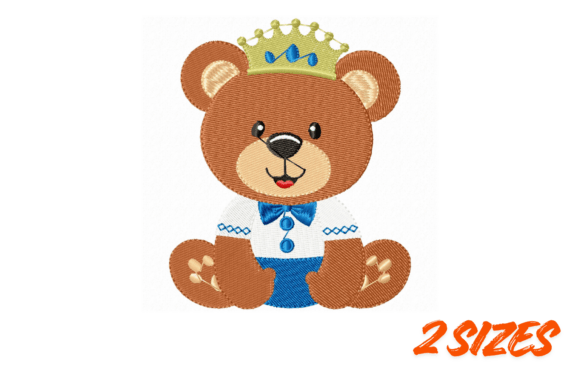 Prince Teddy Bear Embroidery Design