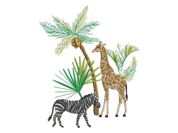 Safari Zebra Giraffe Embroidery
