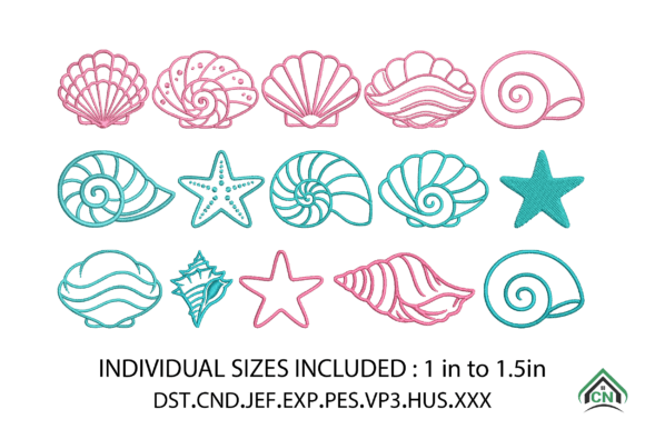 Seashell Embroidery Design Bundle