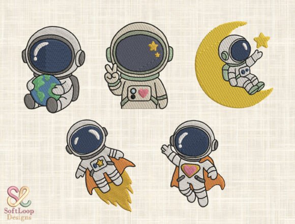 Space Adventure Embroidery Design Set