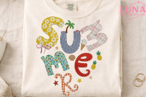 Summer Faux Embroidery Applique PNG