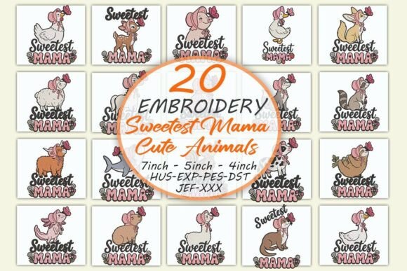 Sweetest Mama Animals Embroidery Bundle