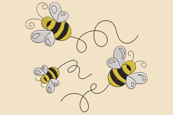Triple Bee Embroidery Design