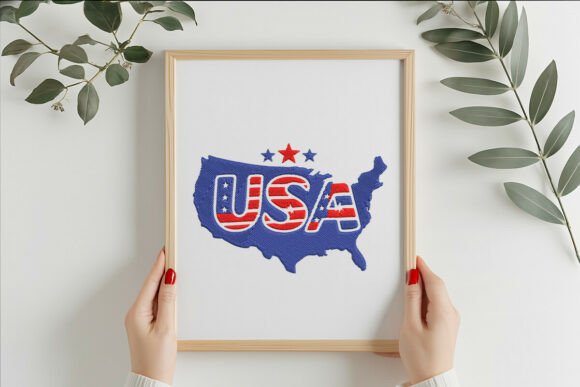 USA Map Embroidery Design