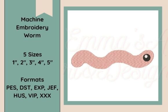 Wiggly Worm Machine Embroidery Design